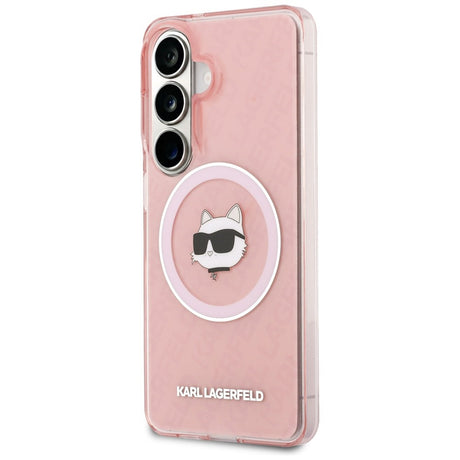 Husa de protectie Karl Lagerfeld IML Choupette Head on KL Repeated Logo MagSafe (KLHMS26SHMKBCHOP) compatibil cu Samsung Galaxy S26, Roz