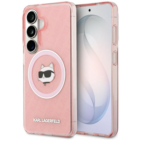 Husa de protectie Karl Lagerfeld IML Choupette Head on KL Repeated Logo MagSafe (KLHMS26SHMKBCHOP) compatibil cu Samsung Galaxy S26, Roz