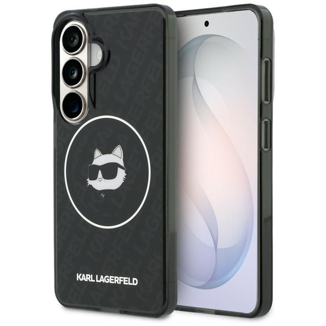 Husa de protectie Karl Lagerfeld IML Choupette Head on KL Repeated Logo MagSafe (KLHMS26SHMKBCHOK) compatibil cu Samsung Galaxy S26, Negru