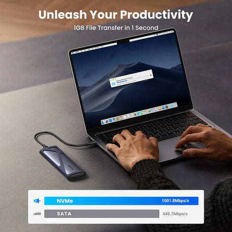 Stocare Ugreen Hard Drive Enclosure CM400 (90264), M.2 NVMe & SATA SSD Reader, USB-C 3.2 Gen2, Thunderbolt 3, 10Gbps, 2TB, Gri