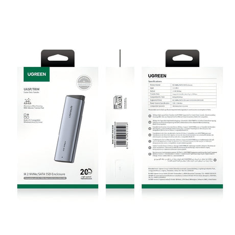 Stocare Ugreen Hard Drive Enclosure CM767 (55150), M.2 NVMe/SATA SSD, 20Gbps, 8TB, Gri