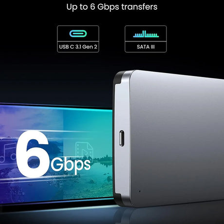 Stocare Ugreen Hard Drive Enclosure CM300 (70498), USB to USB-C Cable, HDD/SSD, SATA, Support ESD Anti-static, 6Gbps, Gri