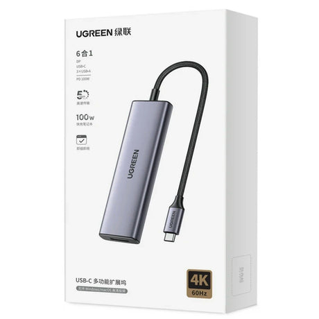 Hub/Dock Ugreen Docking Station CM511 (75642), USB-C to 2x Type-C, 3x USB, Display Port, 5Gbps, PD 3.0, 100W, 4K@60Hz, Gri