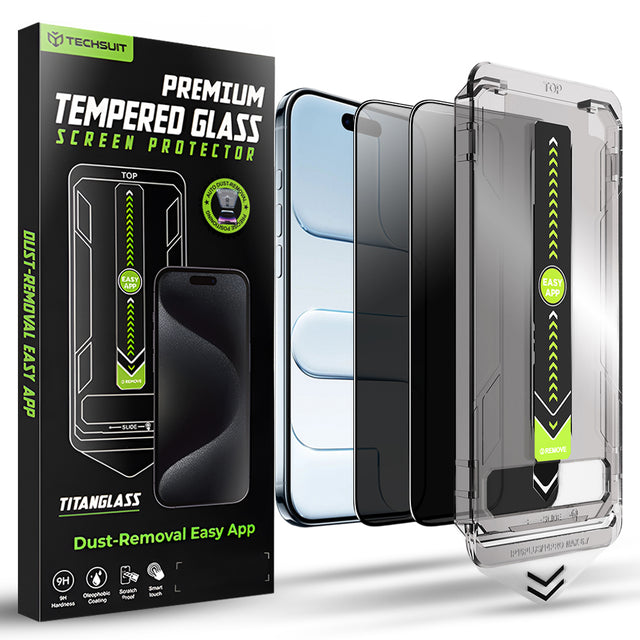 Folie de protectie Techsuit TitanGlass FullCover (set de 2) compatibil cu iPhone 17 Air, Privacy