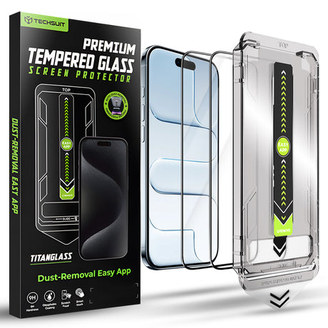 Folie de protectie Techsuit TitanGlass FullCover (set de 2) compatibil cu iPhone 17 Air, Negru