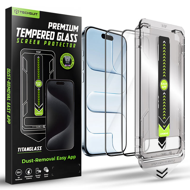 Folie de protectie Techsuit TitanGlass FullCover (set de 2) compatibil cu iPhone 17 Air, Negru