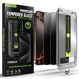 Folie de protectie Techsuit TitanGlass FullCover (set de 2) compatibil cu iPhone 16 Pro / iPhone 17, Privacy