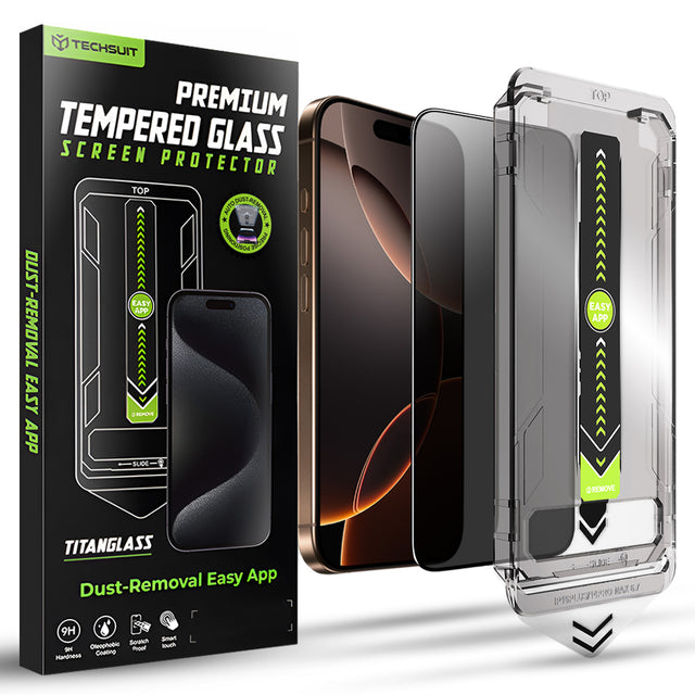 Folie de protectie Techsuit TitanGlass FullCover compatibil cu iPhone 16 Pro / iPhone 17, Privacy