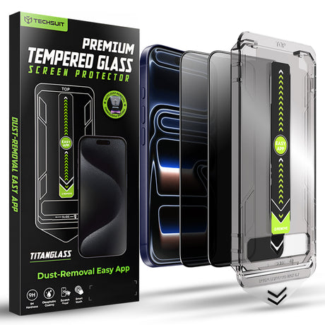 Folie de protectie Techsuit TitanGlass FullCover (set de 2) compatibil cu iPhone 17 Pro, Privacy