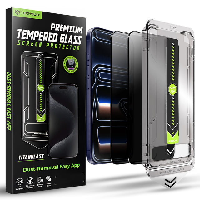Folie de protectie Techsuit TitanGlass FullCover (set de 2) compatibil cu iPhone 17 Pro, Privacy
