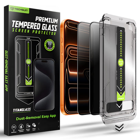 Folie de protectie Techsuit TitanGlass FullCover (set de 2) compatibil cu iPhone 17 Pro Max, Privacy