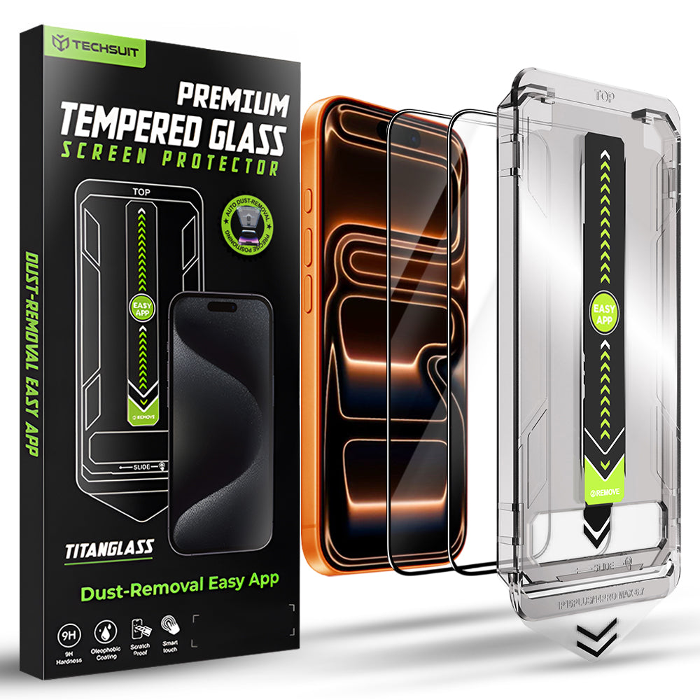 Folie de protectie Techsuit TitanGlass FullCover (set de 2) compatibil cu iPhone 17 Pro Max, Negru