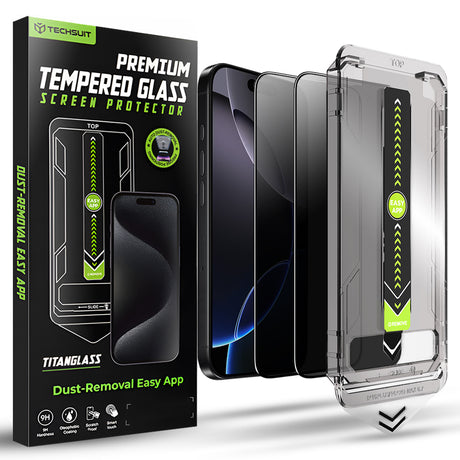 Folie de protectie Techsuit TitanGlass FullCover (set de 2) compatibil cu iPhone 16 Pro Max, Privacy