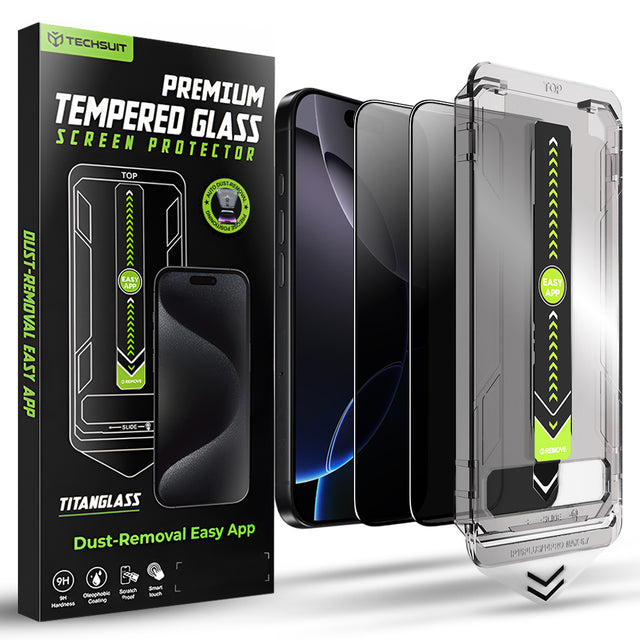 Folie de protectie Techsuit TitanGlass FullCover (set de 2) compatibil cu iPhone 16 Pro Max, Privacy