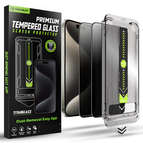 Folie de protectie Techsuit TitanGlass FullCover (set de 2) compatibil cu iPhone 15 Pro Max, Privacy