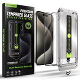 Folie de protectie Techsuit TitanGlass FullCover (set de 2) compatibil cu iPhone 15 Pro Max, Negru