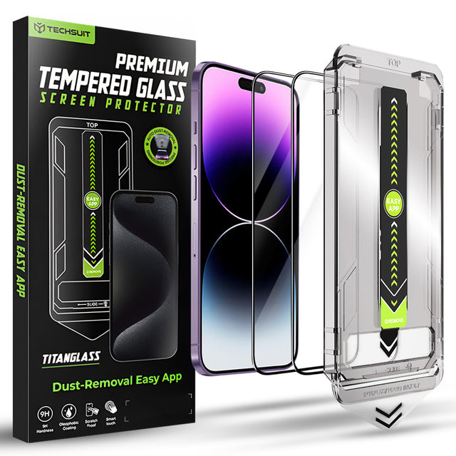 Folie de protectie Techsuit TitanGlass FullCover (set de 2) compatibil cu iPhone 14 Pro Max, Negru