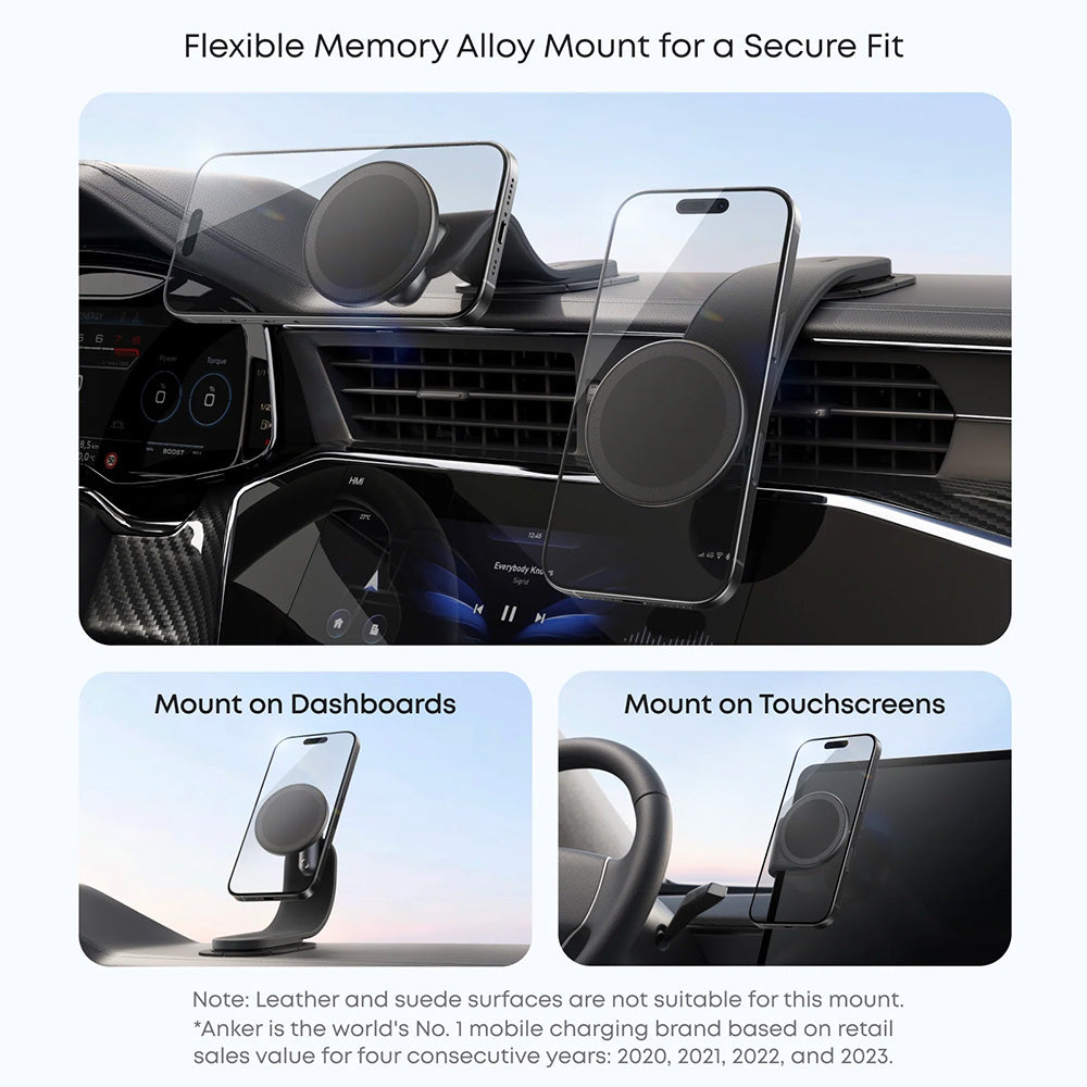 Suport Anker Nano Magnetic (A9110H11), Dashboards/Touchscreens, 3M Adhesive, 360°, Flexible, Universal, Negru
