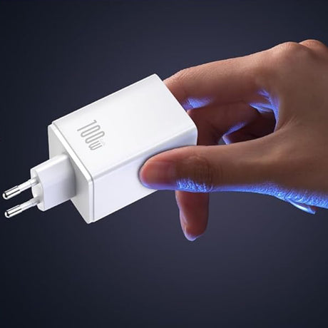 Incarcator Baseus (P10182102213-00), 2x Type-C + USB, 100W, Fast Charger, Alb