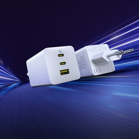 Incarcator Baseus (P10182102213-00), 2x Type-C + USB, 100W, Fast Charger, Alb