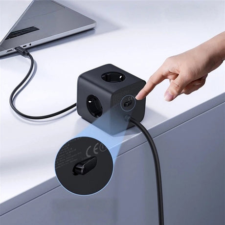 Gadget Baseus Extension Cord EnerFill FA11 (E00082100123-00), 3 x EU Socket, USB, Type-C, 67W, 1.5m, Negru