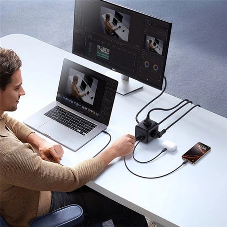Gadget Baseus Extension Cord EnerFill FA11 (E00082100123-00), 3 x EU Socket, USB, Type-C, 67W, 1.5m, Negru