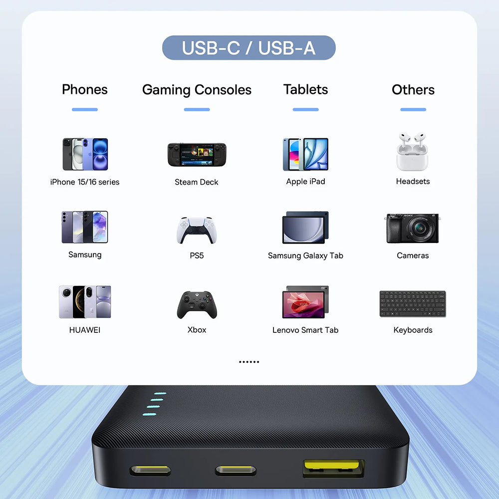 Baterie externa Baseus EnerFill FP21 (P1008210D123-00), Dual-Port, 10000mAh, 22.5W, Slim Design, Negru