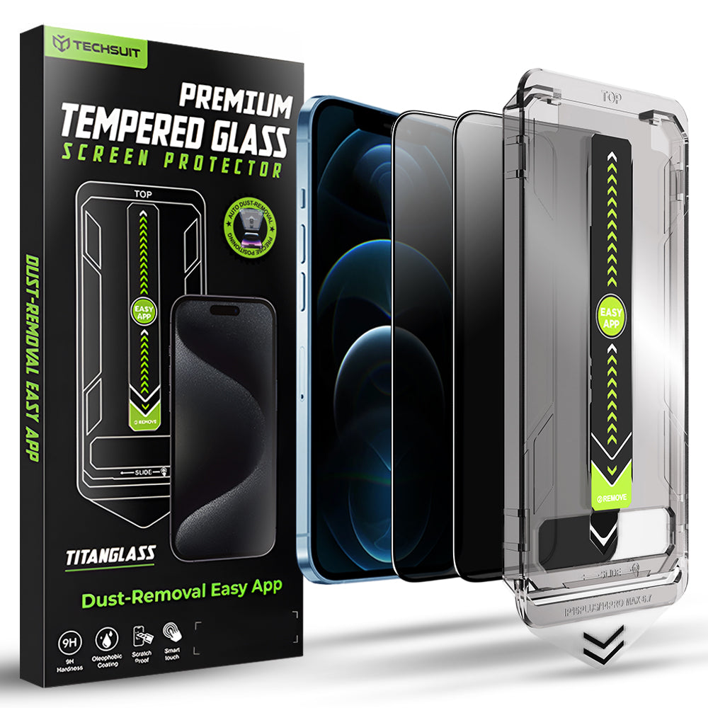 Folie de protectie Techsuit TitanGlass FullCover (set de 2) compatibil cu iPhone 12 Pro Max, Privacy