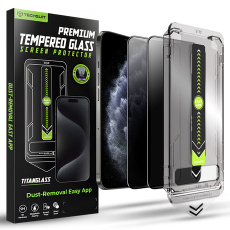 Folie de protectie Techsuit TitanGlass FullCover (set de 2) compatibil cu iPhone X / iPhone XS / iPhone 11 Pro, Privacy