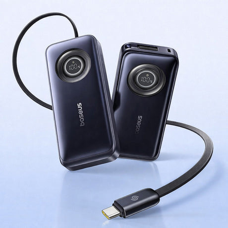 Baterie externa Baseus Enercore CR11 (E0027H00), with Built-in Type-C Cable, 20.000mAh, 67W, Portable Design, Digital Display, Negru