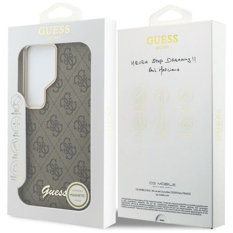 Husa de protectie Guess 4G Script MagSafe (GUHMS26L5P4FWMSW) compatibil cu Samsung Galaxy S26 Ultra, Maro
