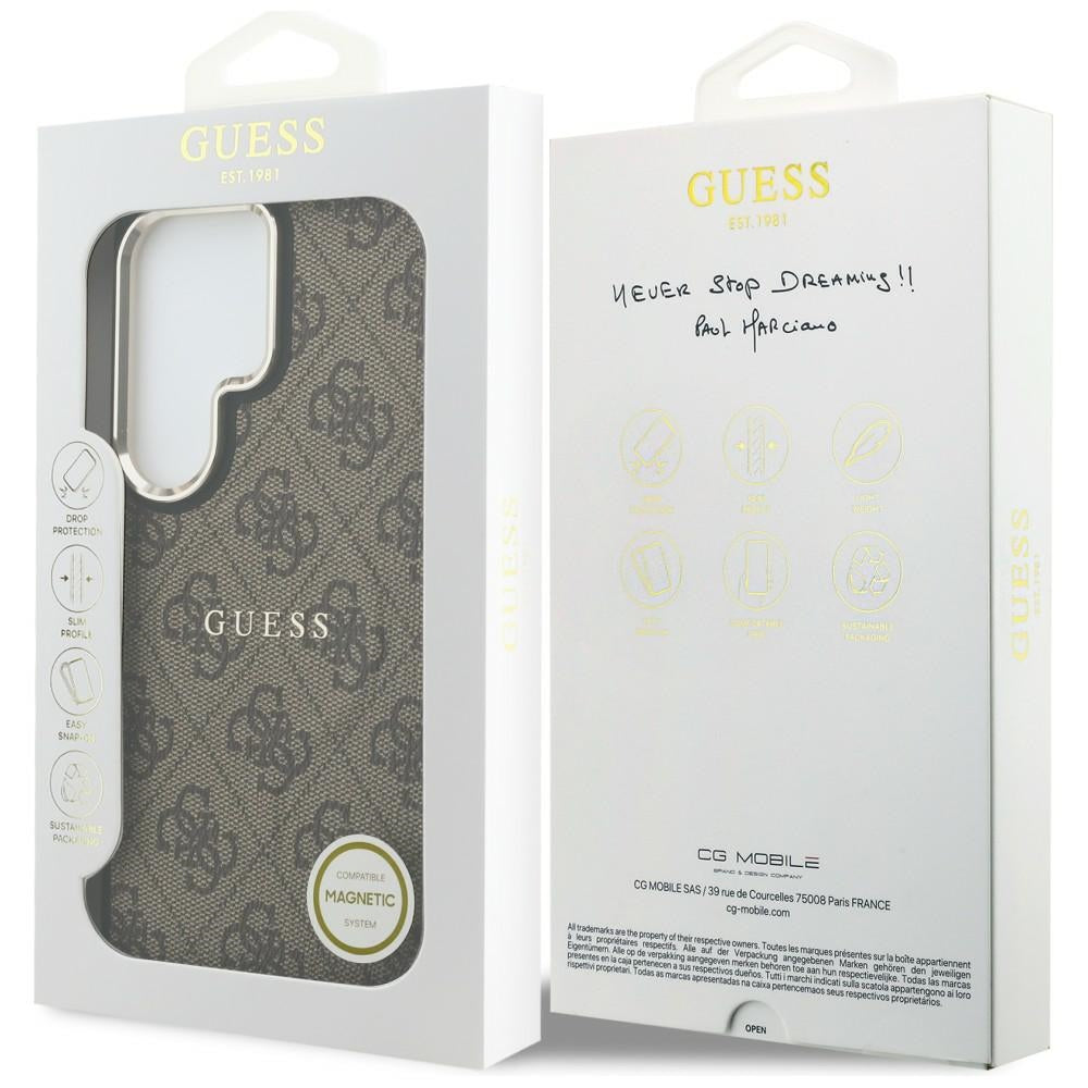 Husa de protectie Guess 4G Embossed Ring MagSafe (GUHMS26LP4MSEGCW) compatibil cu Samsung Galaxy S26 Ultra, Maro
