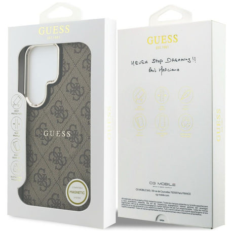 Husa de protectie Guess 4G Embossed Ring MagSafe (GUHMS26LP4MSEGCW) compatibil cu Samsung Galaxy S26 Ultra, Maro