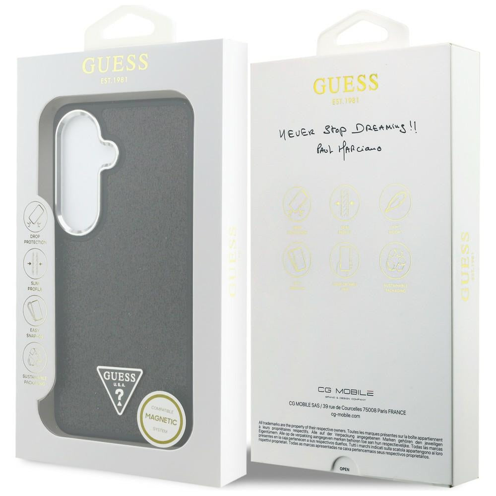 Husa de protectie Guess Fixed Glitter Triangle Logo MagSafe (GUHMS26SPFGTSCMK) compatibil cu Samsung Galaxy S26, Negru