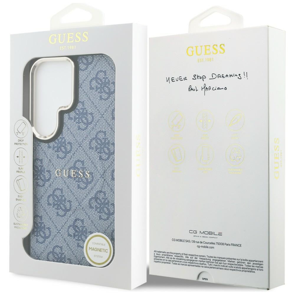 Husa de protectie Guess 4G Embossed Ring MagSafe (GUHMS26LP4MSEGCB) compatibil cu Samsung Galaxy S26 Ultra, Albastru