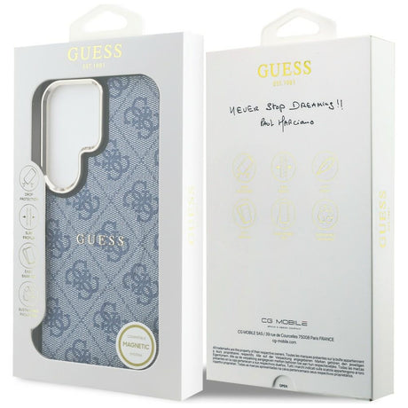 Husa de protectie Guess 4G Embossed Ring MagSafe (GUHMS26LP4MSEGCB) compatibil cu Samsung Galaxy S26 Ultra, Albastru