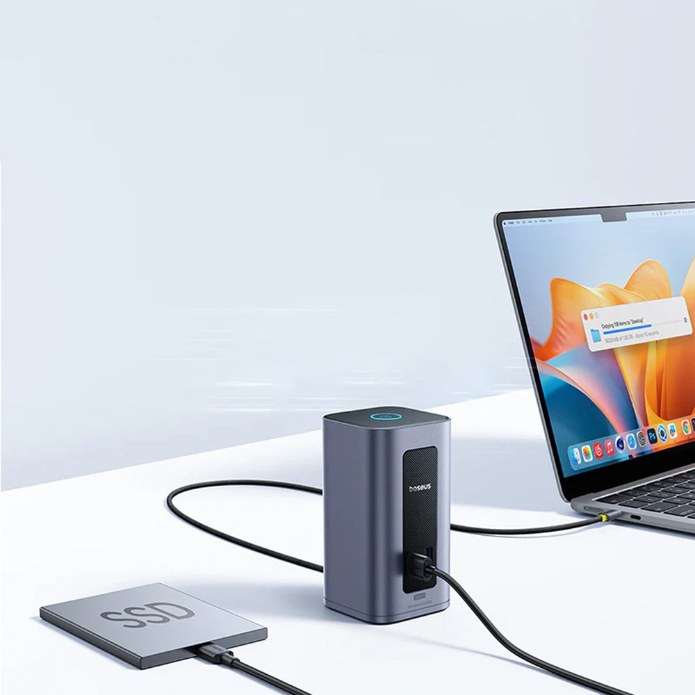 Hub/Dock Baseus Docking Station Nomos NU1 Air (B0114400), 12 Ports, 10Gbps, 100W PD, 4K Displays, Gri