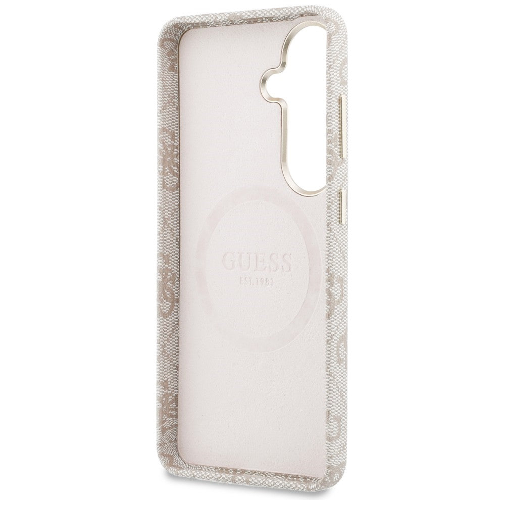 Husa de protectie Guess 4G Script MagSafe (GUHMS26S5P4FWMSP) compatibil cu Samsung Galaxy S26, Roz