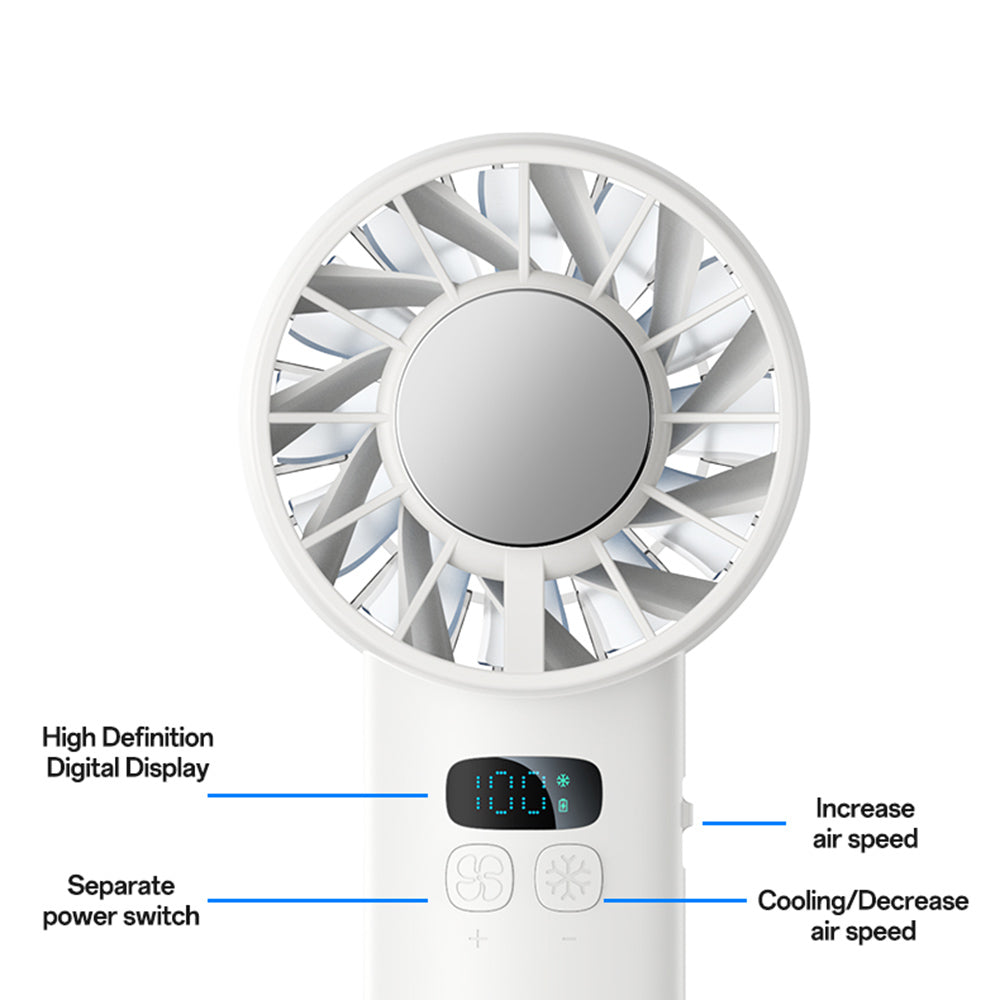 Yesido Handheld Fan (YF18), with LCD Display, 12W Brushless Motor, 5500 RPM, 100x Speed, 12W, 3600mAh, Type-C, Negru