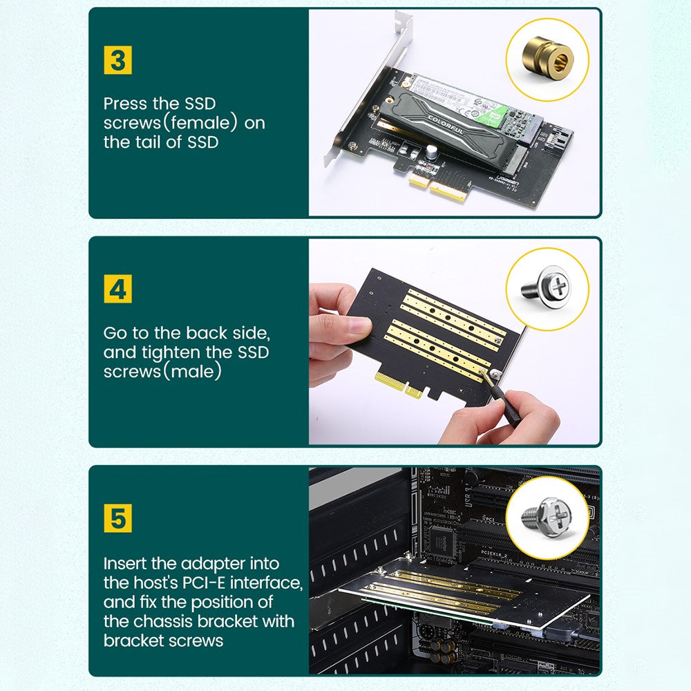 Stocare Ugreen Expansion Card CM302 (70504), M.2 SATA + M.2 NVMe to PCI-E X4, 32Gbps (PCI-E), 6Gbps (SATA), Negru