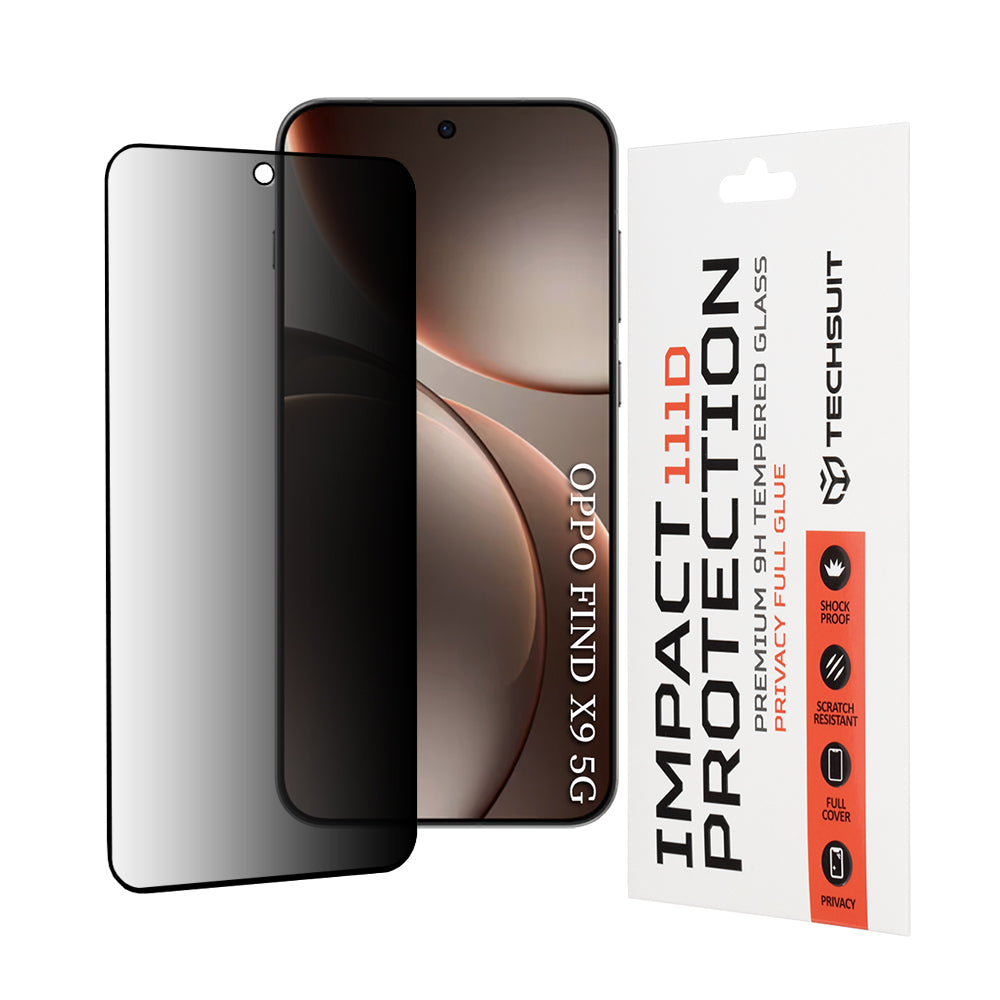Folie de protectie Techsuit 111D Privacy Full Glue compatibil cu Oppo Find X9, Negru