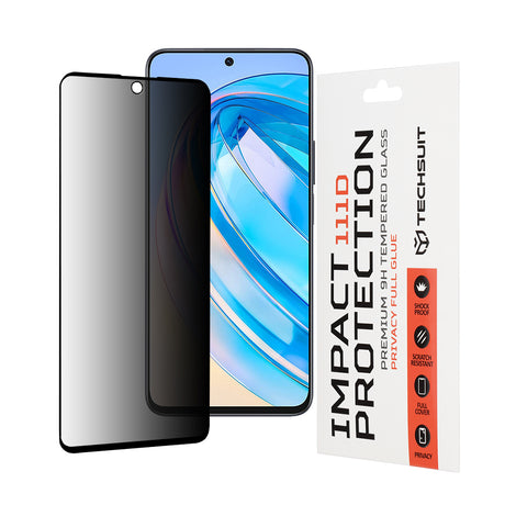 Folie de protectie Techsuit 111D Privacy Full Glue compatibil cu Honor X8a / X8 4G, Negru