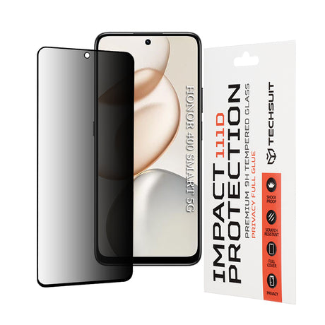 Folie de protectie Techsuit 111D Privacy Full Glue compatibil cu Honor 400 Smart 5G / 400 Smart 4G / 200 Smart / 90 Smart / X7d 4G / X7b 4G / X7b 5G / X7c, Negru
