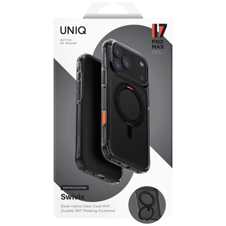 Husa de protectie UNIQ Swivix 360° Kickstand compatibil cu iPhone 17 Pro Max, Negru