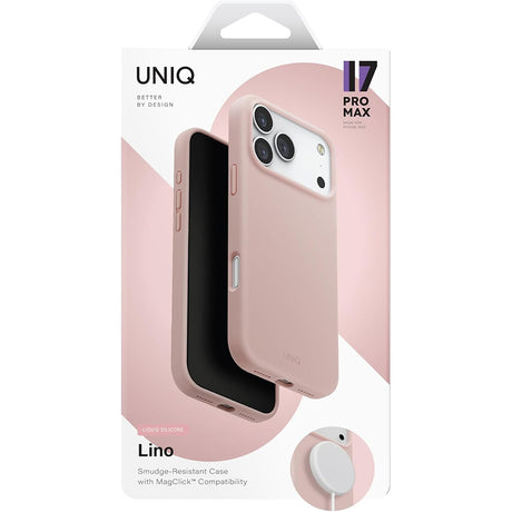 Husa de protectie UNIQ Lino MagClick™ compatibil cu iPhone 17, Roz Pudrat