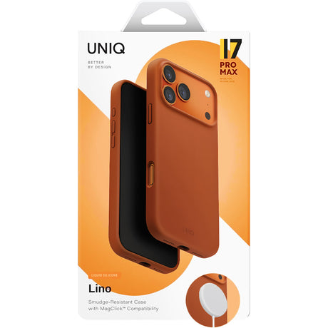 Husa de protectie UNIQ Lino MagClick™ compatibil cu iPhone 17 Pro Max, Burnt Sienna