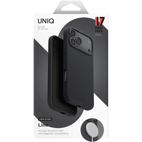 Husa de protectie UNIQ Lino MagClick™ compatibil cu iPhone 17 Pro Max, Negru Antracit