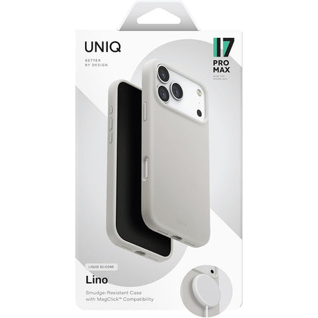 Husa de protectie UNIQ Lino MagClick™ compatibil cu iPhone 17 Pro, Mist Grey