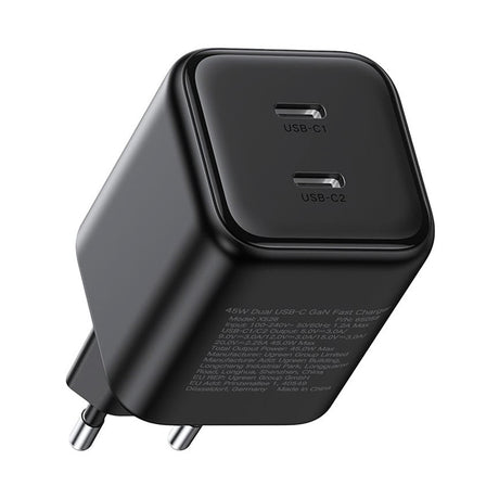 Incarcator Ugreen (65058), 2x USB-C, 45W, GaN, Negru