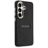 Husa de protectie Guess Saffiano Peony Embossed Ring MagSafe (GUHMS26SPSAMSECK) compatibil cu Samsung Galaxy S26, Negru